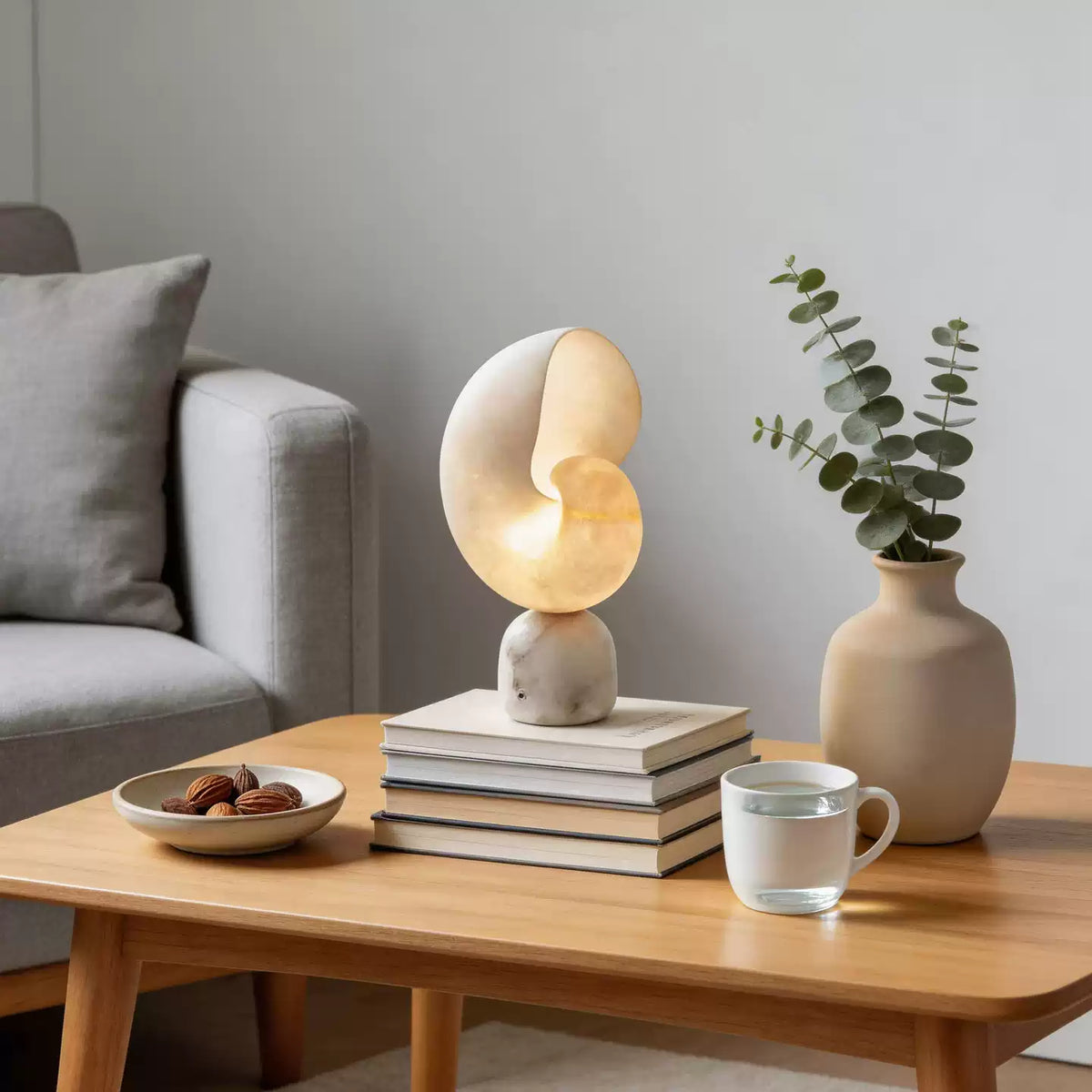 Lumora Shell Table Lamp-Neutral Decor