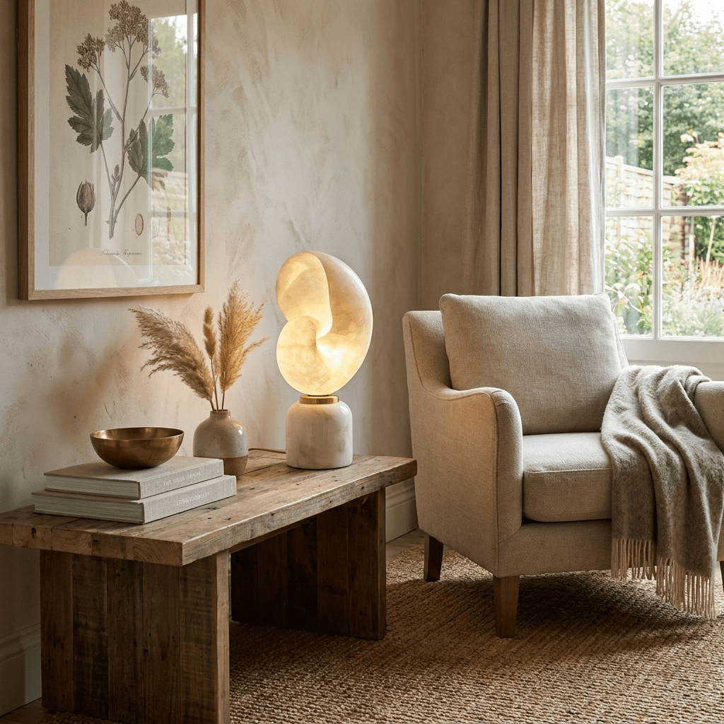 Lumora Shell Table Lamp-Neutral Decor