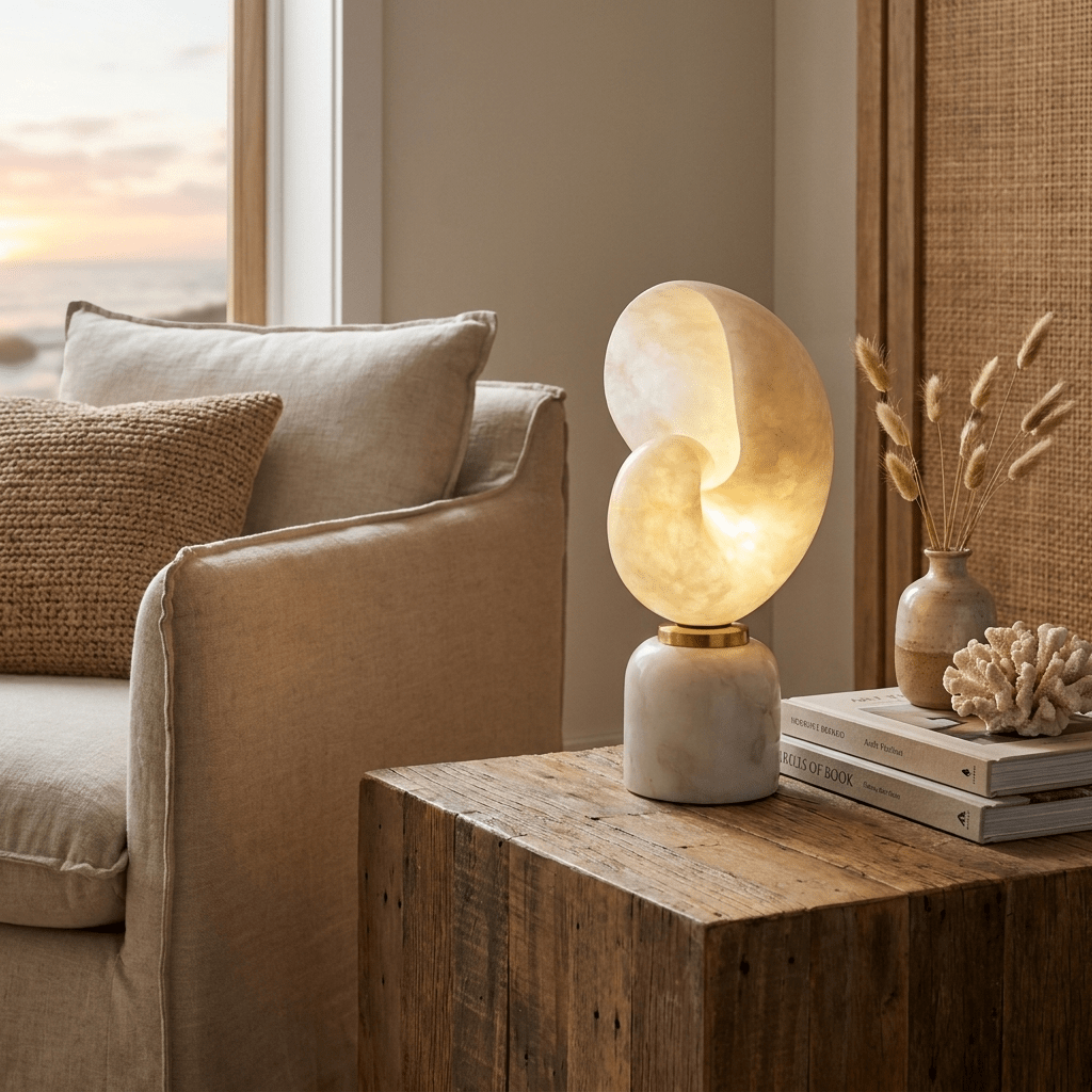 Lumora Shell Table Lamp-Neutral Decor