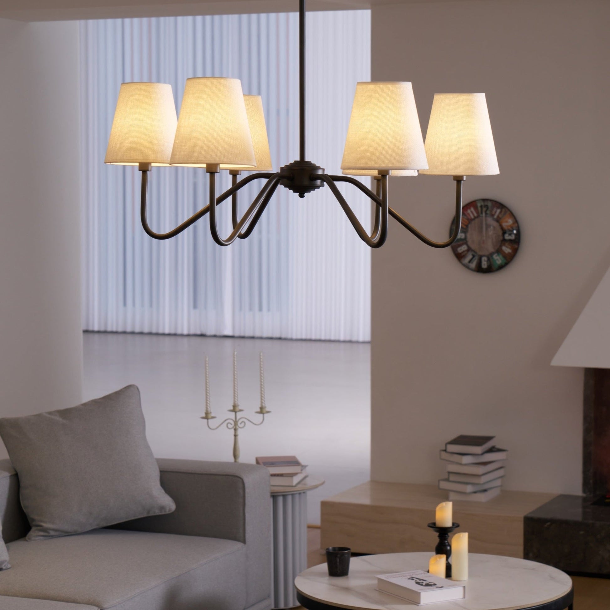 Aurvarira Lumos Classic Black Fabric Chandelier-Neutral Decor