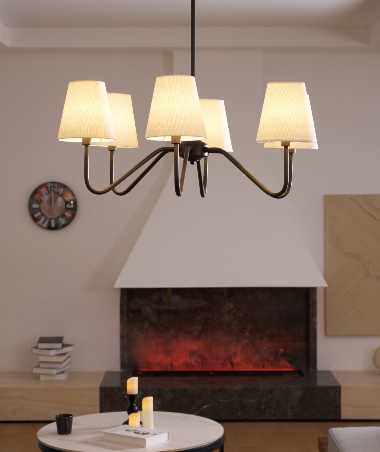 Aurvarira Lumos Classic Black Fabric Chandelier-Neutral Decor