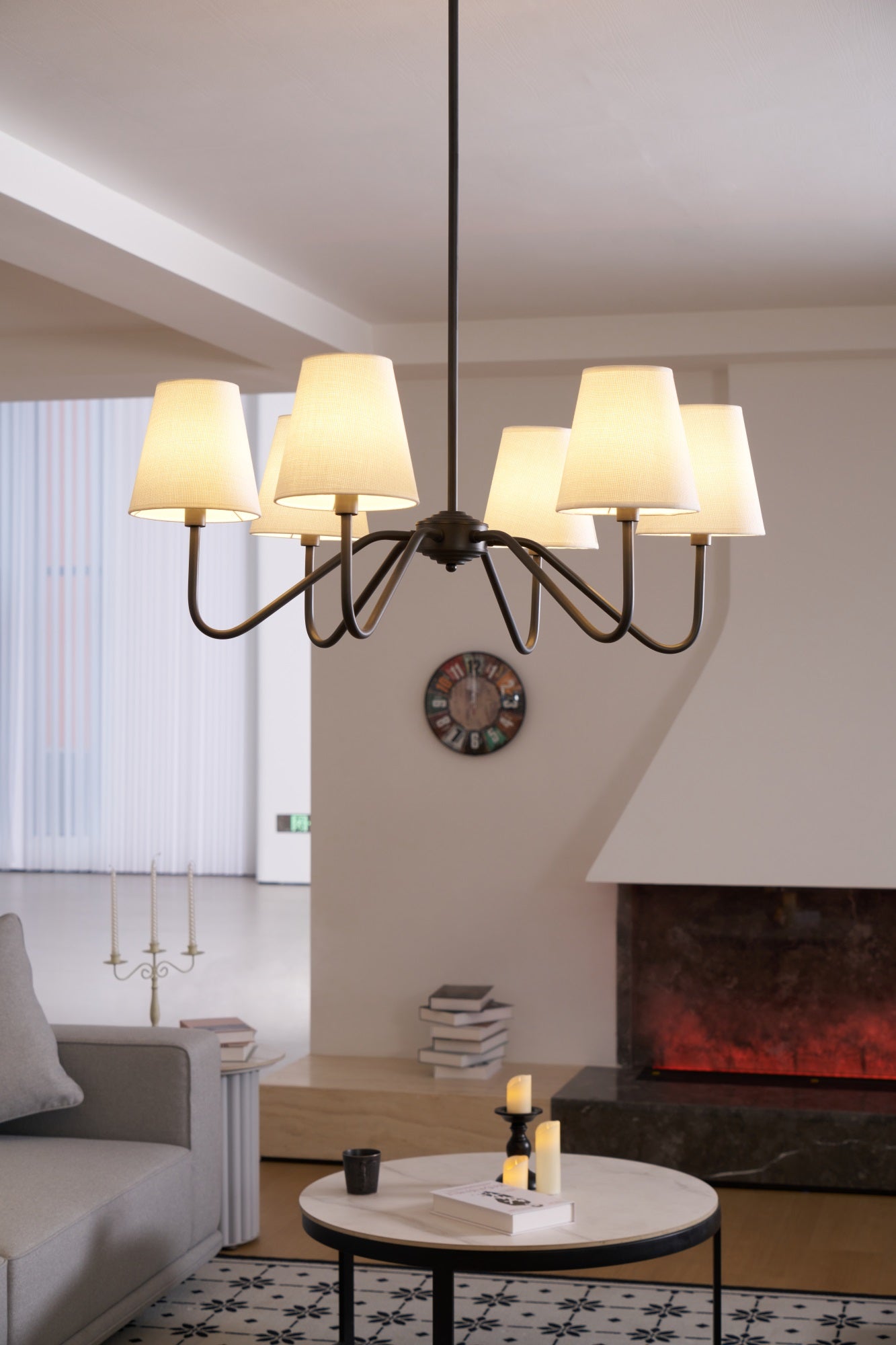 Aurvarira Lumos Classic Black Fabric Chandelier-Neutral Decor