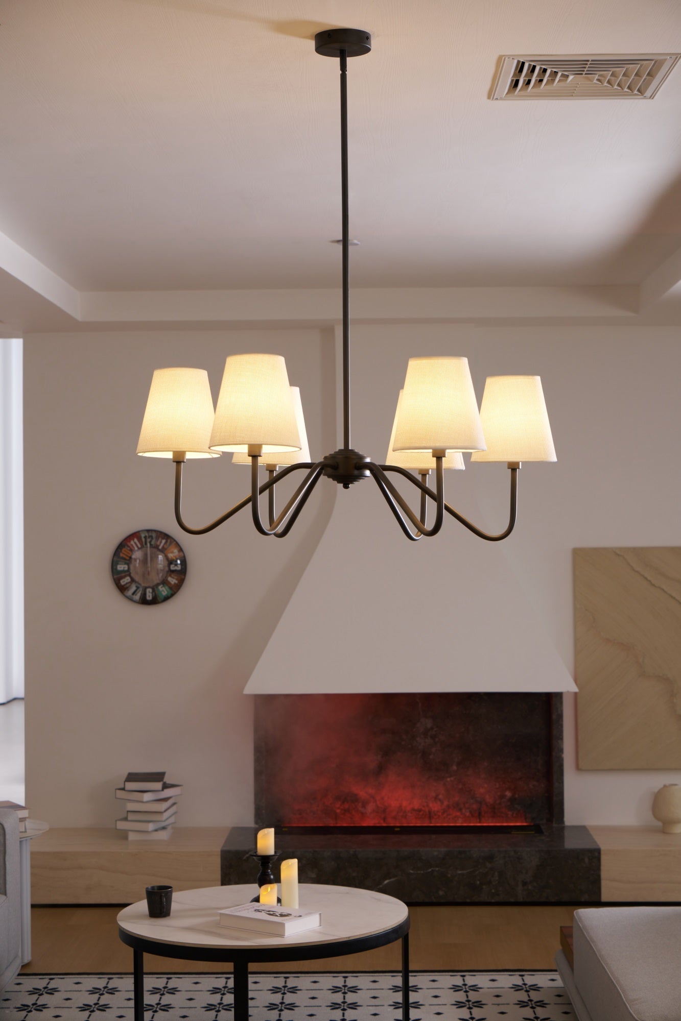 Aurvarira Lumos Classic Black Fabric Chandelier-Neutral Decor