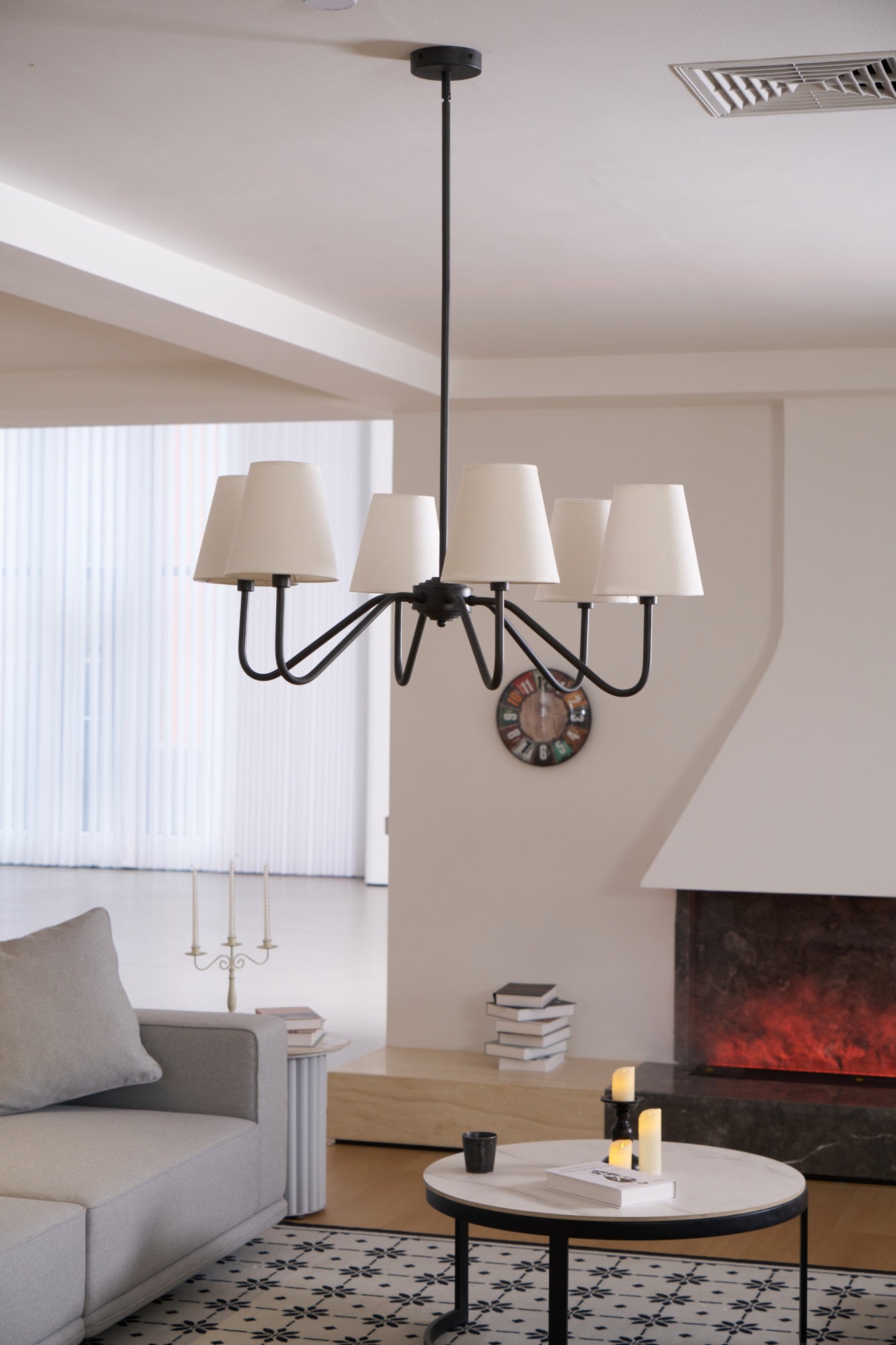 Aurvarira Lumos Classic Black Fabric Chandelier-Neutral Decor