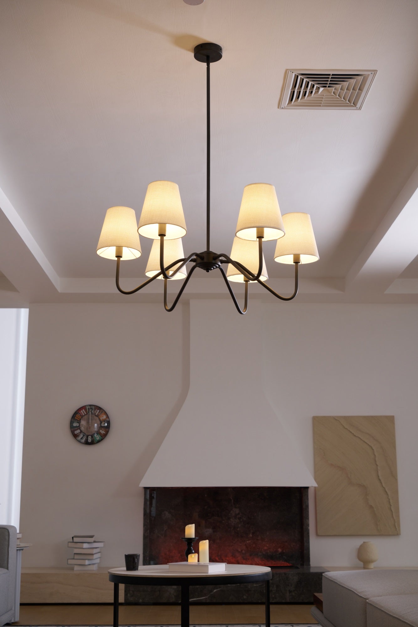 Aurvarira Lumos Classic Black Fabric Chandelier-Neutral Decor
