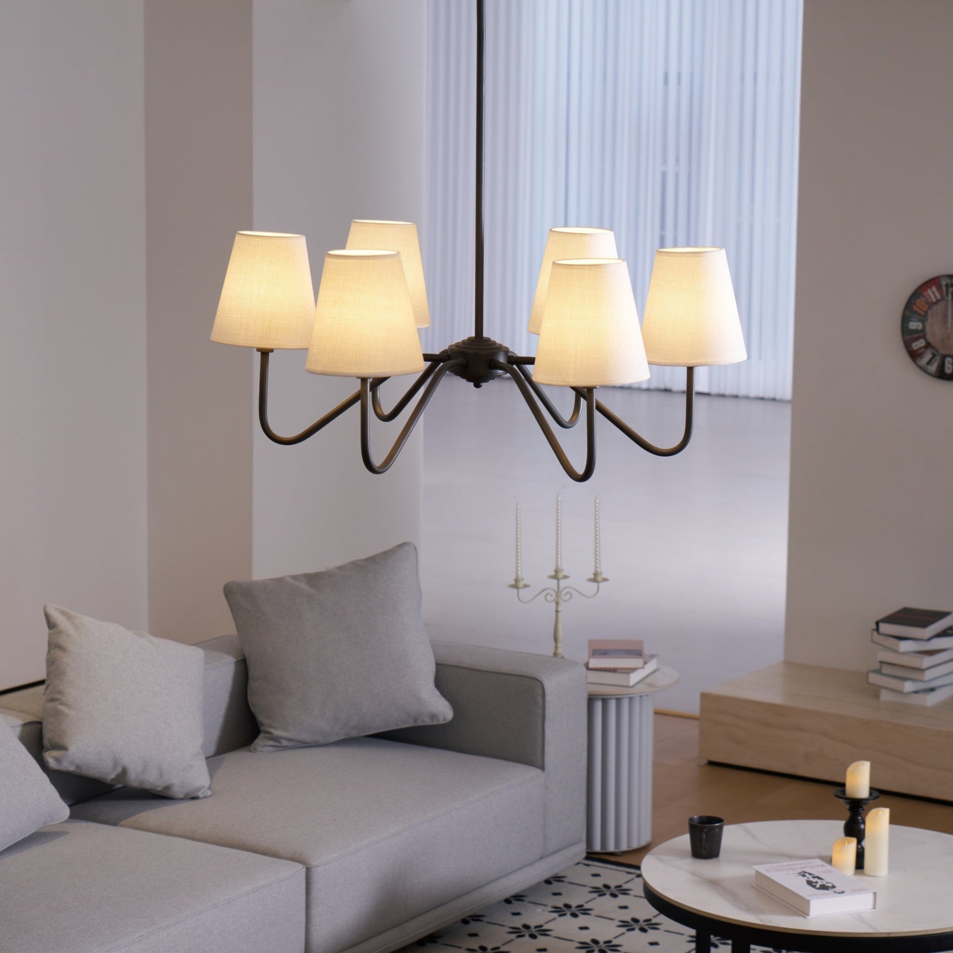 Aurvarira Lumos Classic Black Fabric Chandelier-Neutral Decor