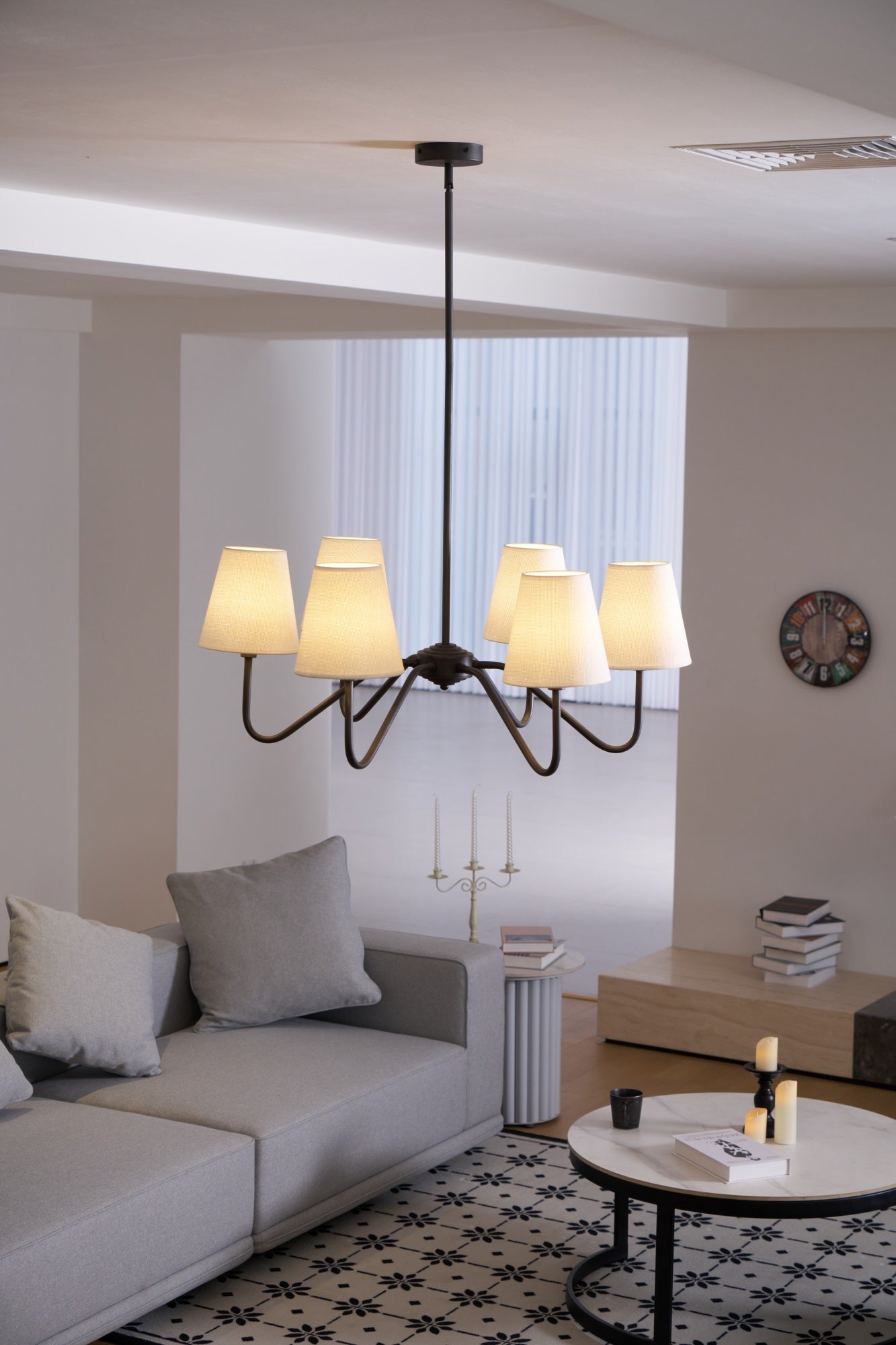 Aurvarira Lumos Classic Black Fabric Chandelier-Neutral Decor