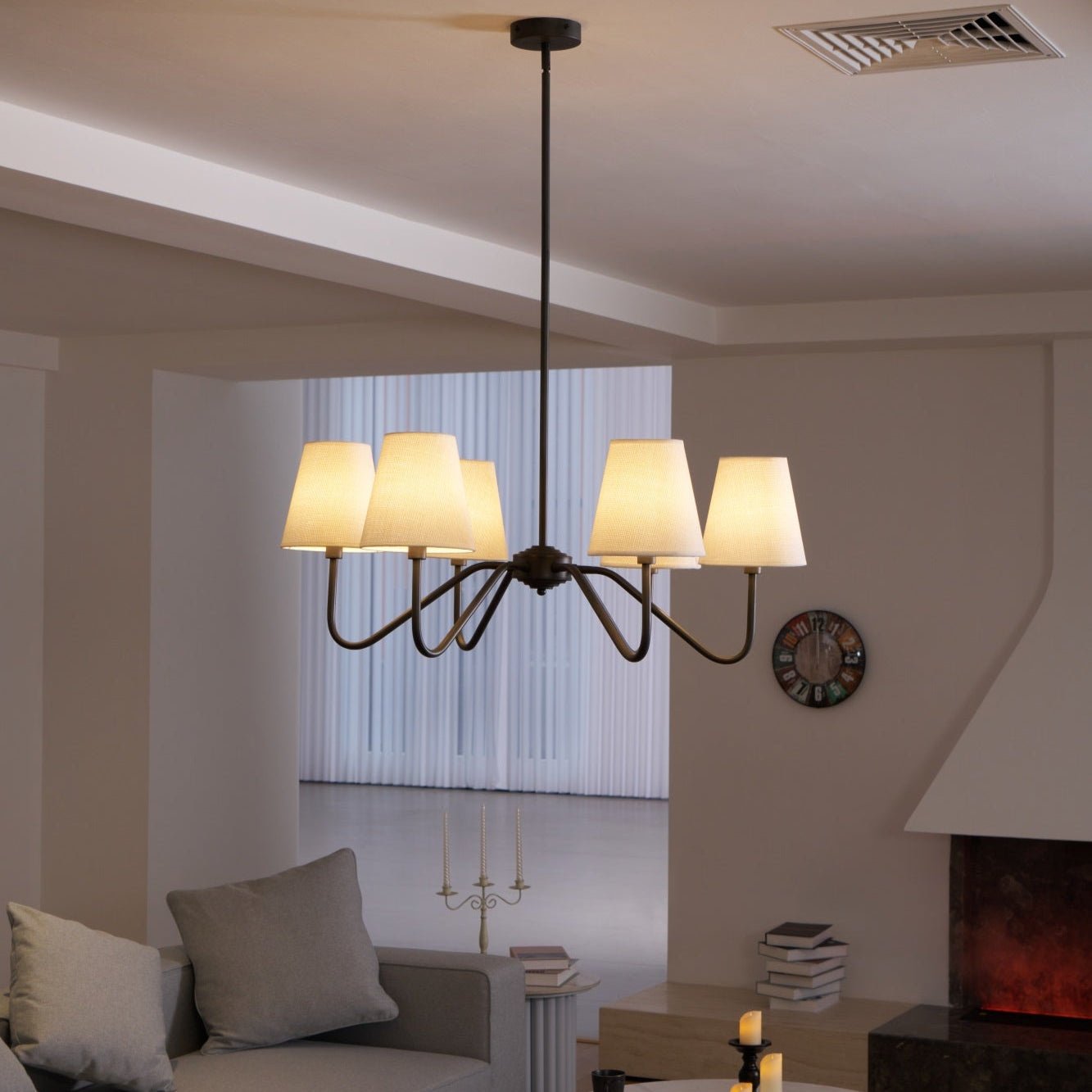 Aurvarira Lumos Classic Black Fabric Chandelier-Neutral Decor