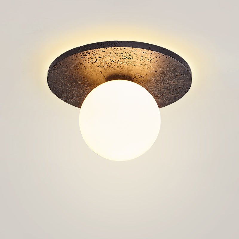 Otto Black Travertine Globe Ceiling Lamp-Neutral Decor