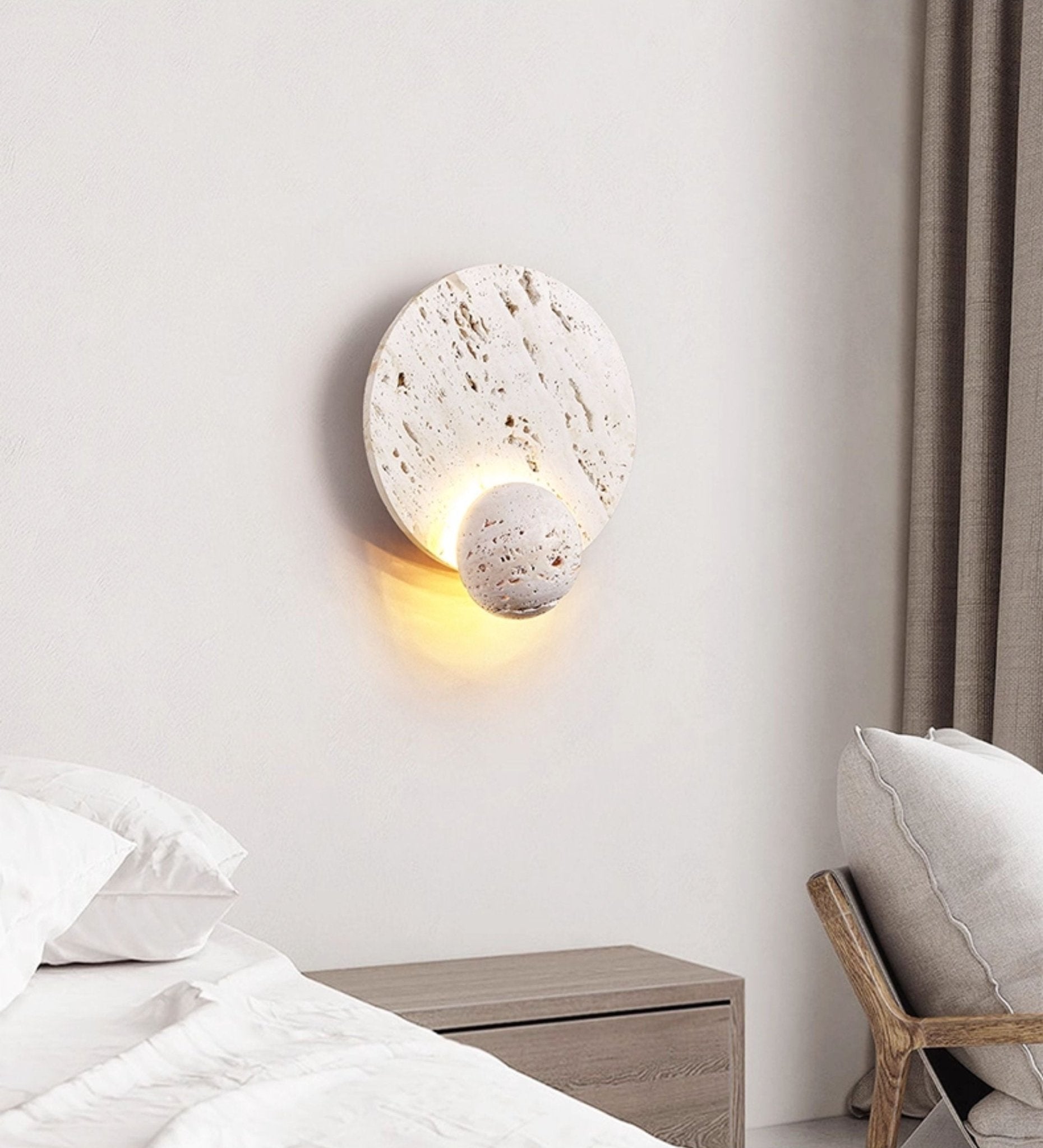 Luna Travertine Sconce-Neutral Decor