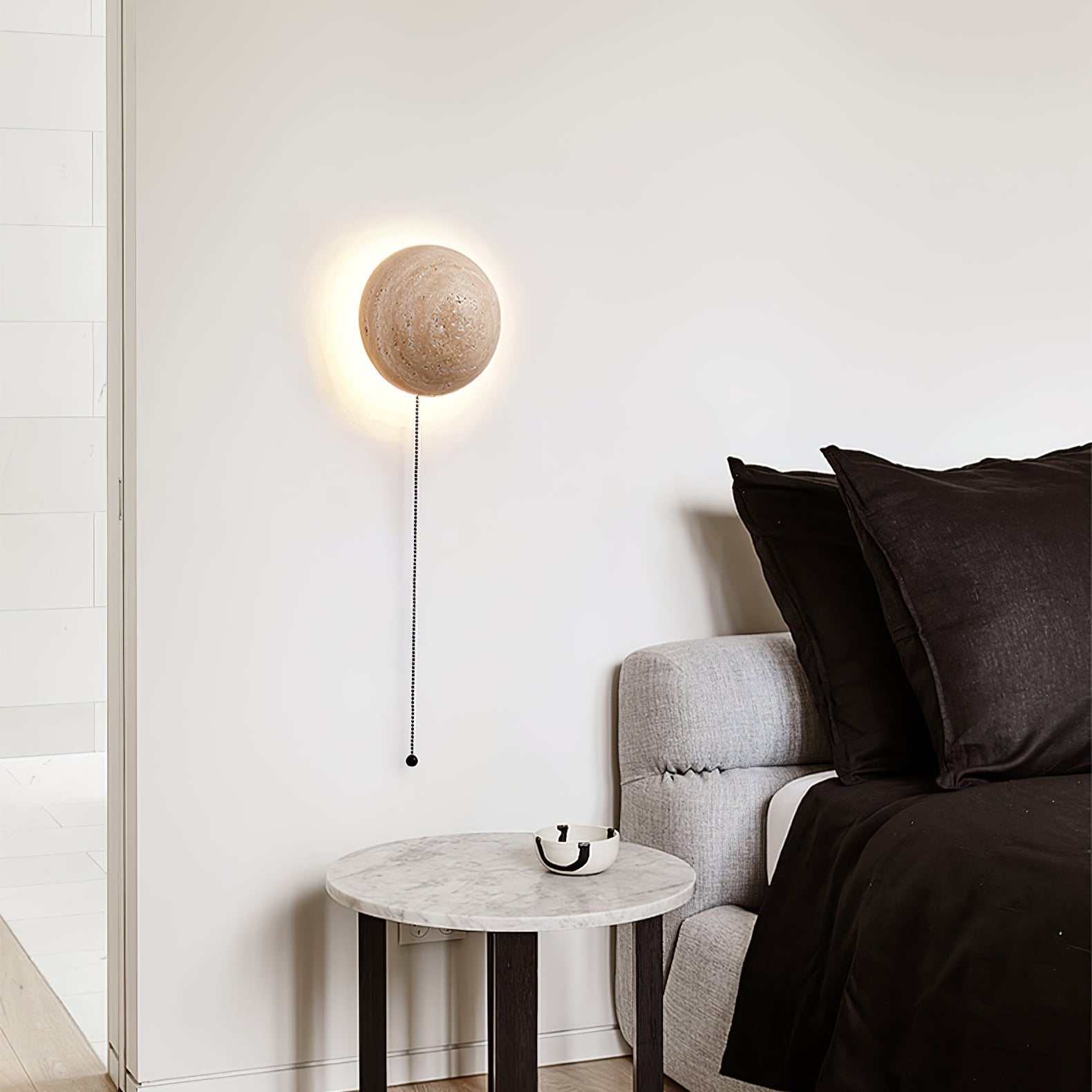 Nyvarion Minimalist Travertine Wall Light-Neutral Decor