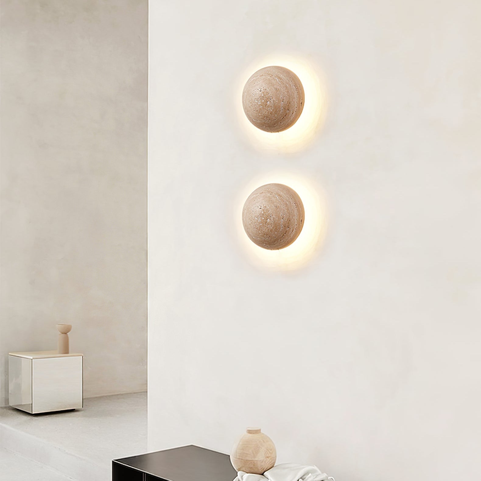 Vexael Minimalist Travertine Wall Light-Neutral Decor