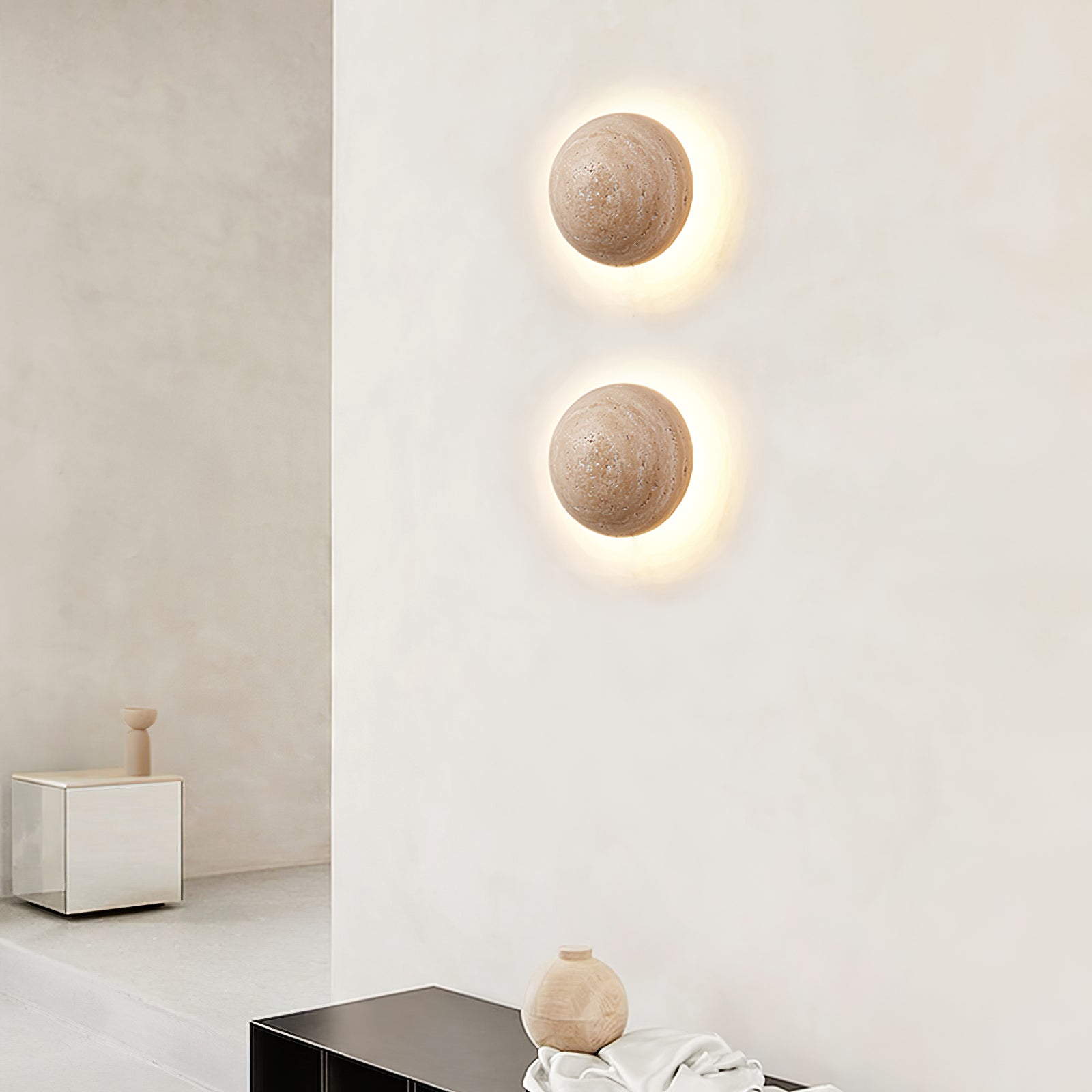 Vexael Minimalist Travertine Wall Light-Neutral Decor