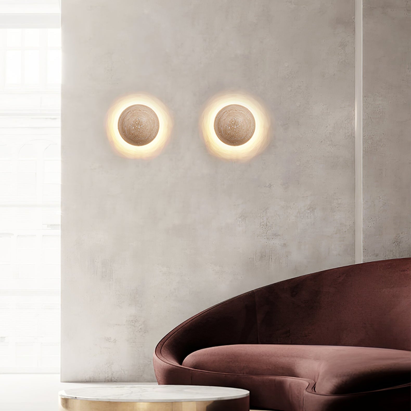 Nyvarion Minimalist Travertine Wall Light-Neutral Decor