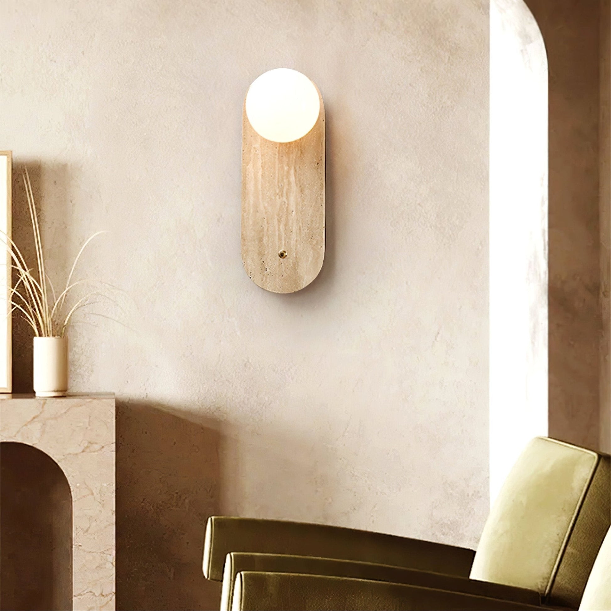 Fioren Minimalist Travertine Wall Light-Neutral Decor