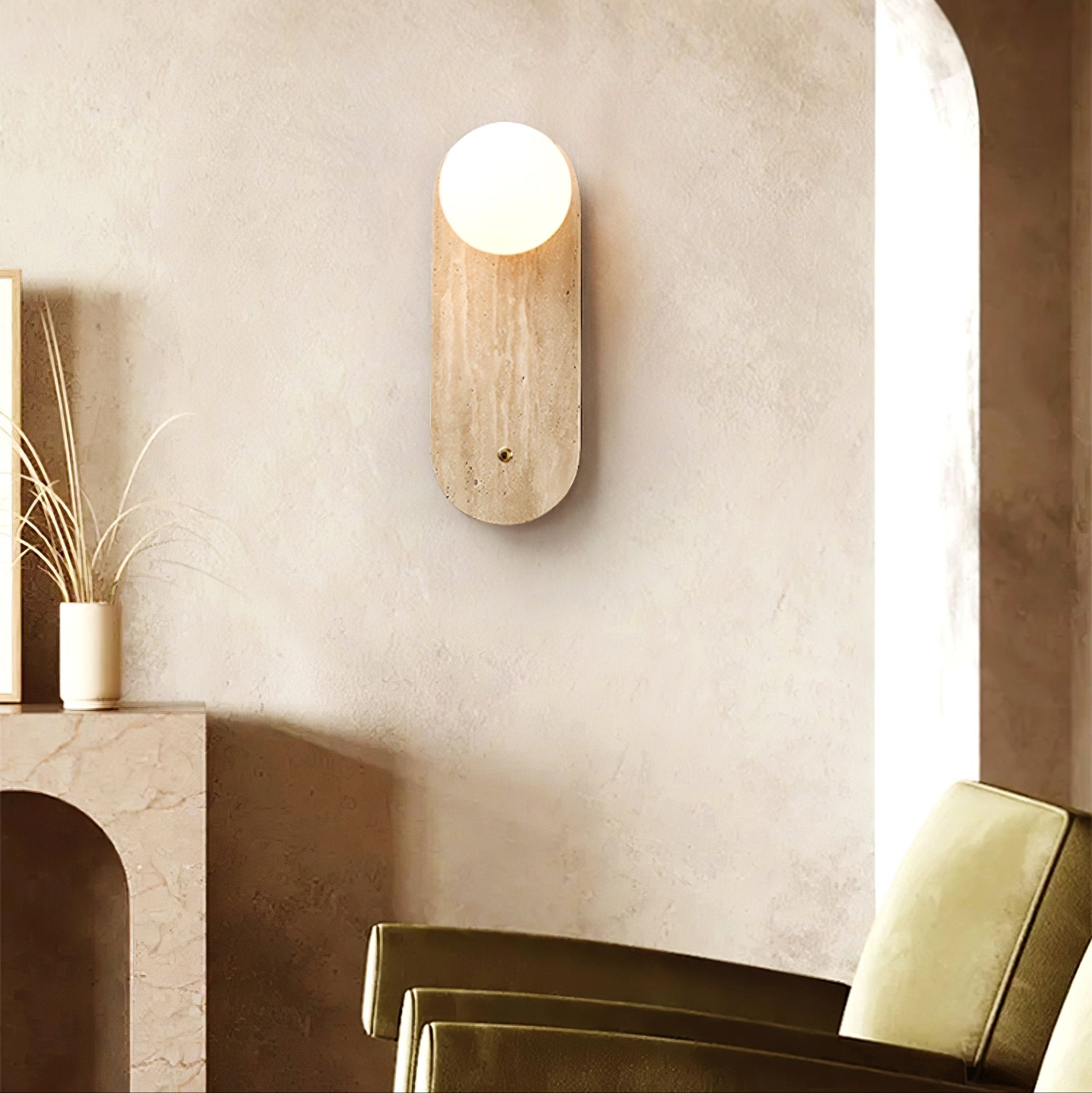 Fioren Minimalist Travertine Wall Light-Neutral Decor