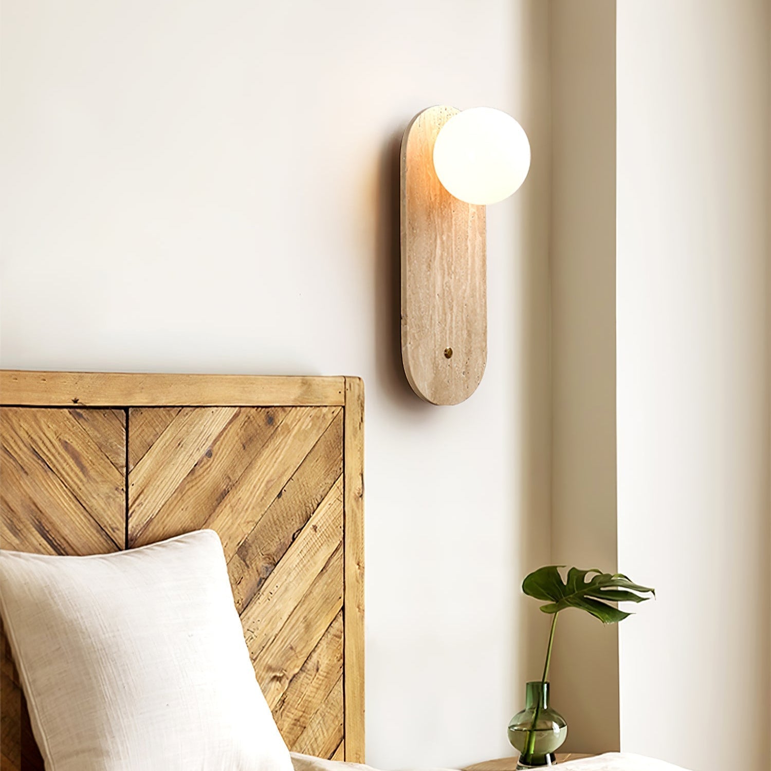 Fioren Minimalist Travertine Wall Light-Neutral Decor