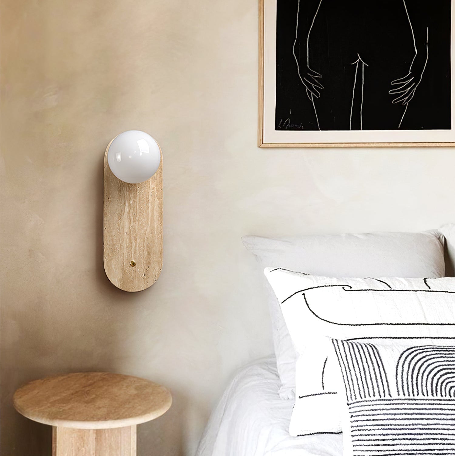 Fioren Minimalist Travertine Wall Light-Neutral Decor