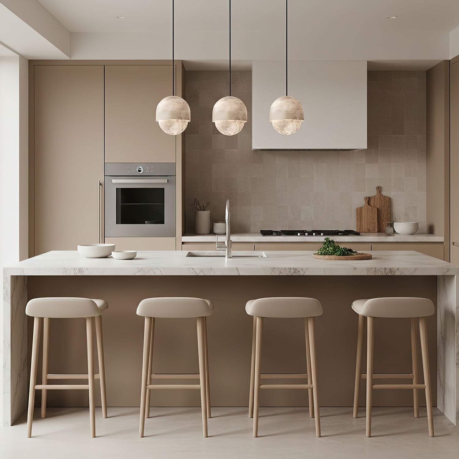 Lunar Dome Alabaster Pendant Light-Neutral Decor