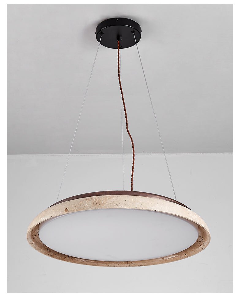 Lunar Disc Travertine Pendant Lamp-Neutral Decor
