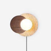Otale Overlapping-Disc Travertine Floor Lamp-Neutral Decor