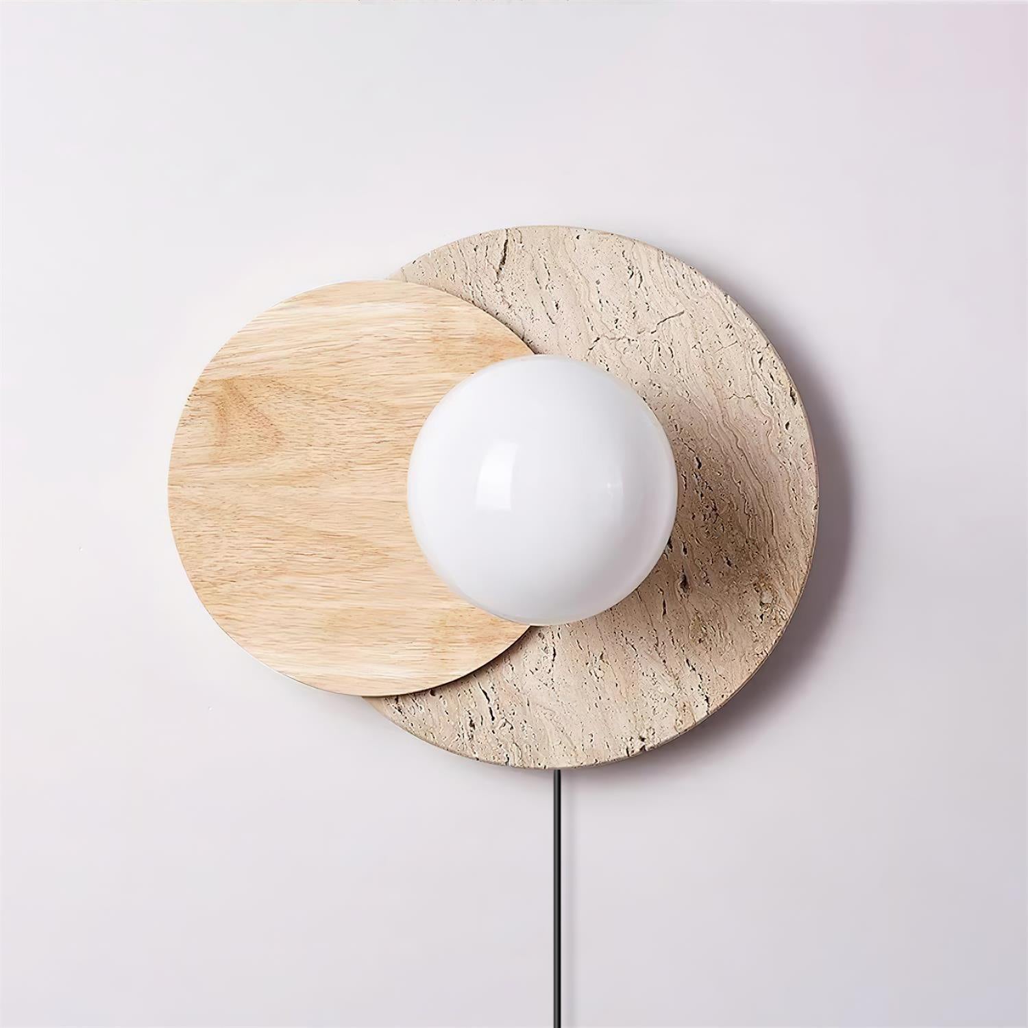 Otale Overlapping-Disc Travertine Floor Lamp-Neutral Decor