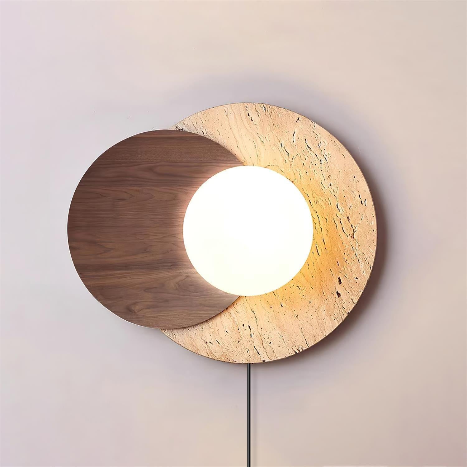 Otale Overlapping-Disc Travertine Floor Lamp-Neutral Decor