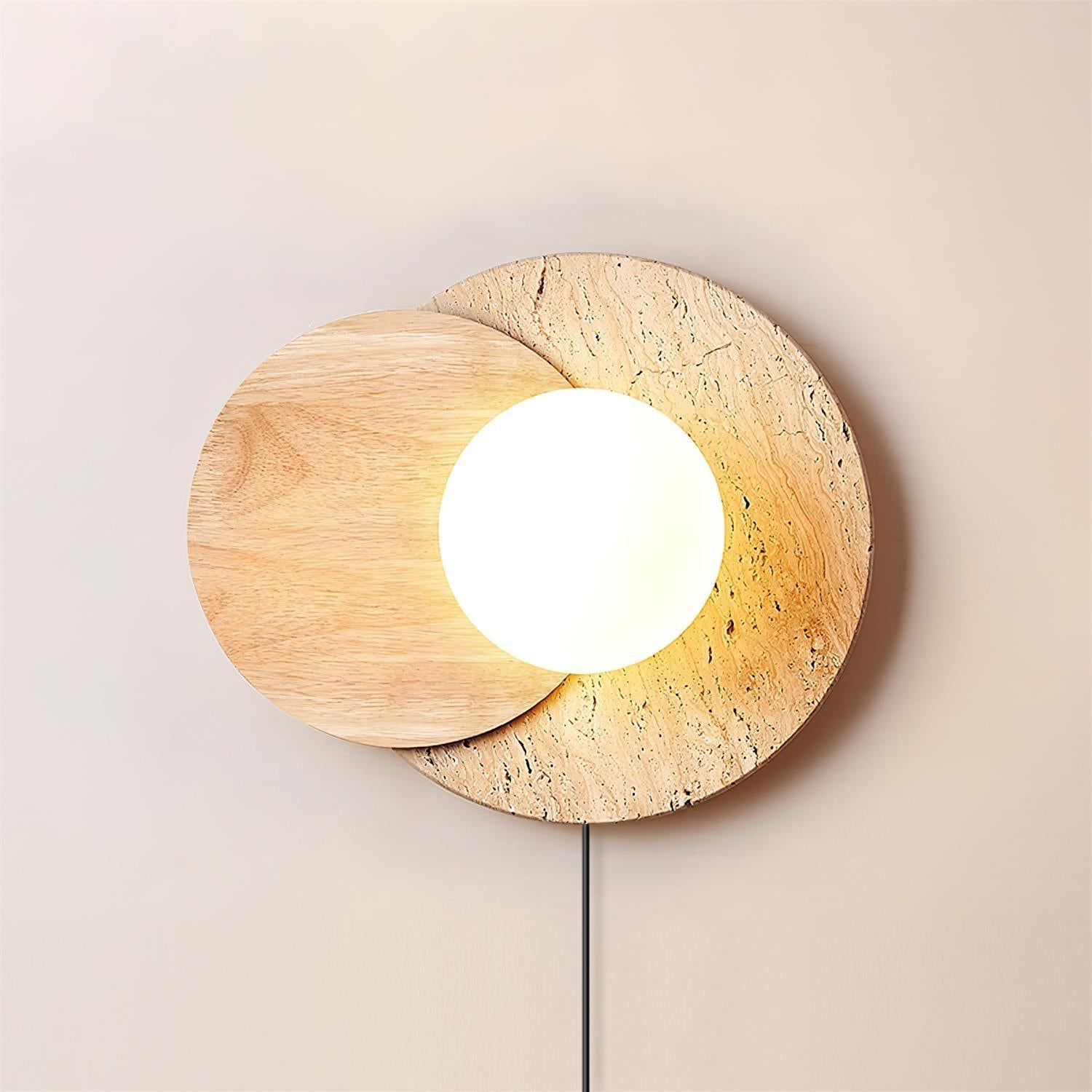 Otale Overlapping-Disc Travertine Floor Lamp-Neutral Decor
