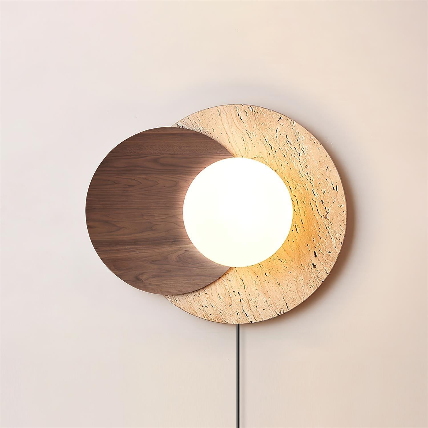 Otale Overlapping-Disc Travertine Floor Lamp-Neutral Decor