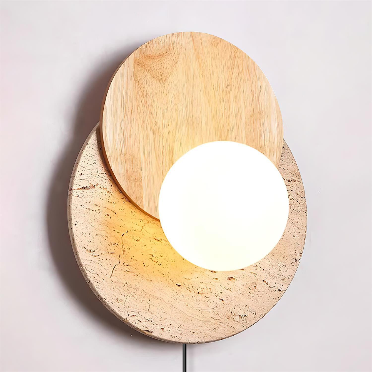 Otale Overlapping-Disc Travertine Floor Lamp-Neutral Decor