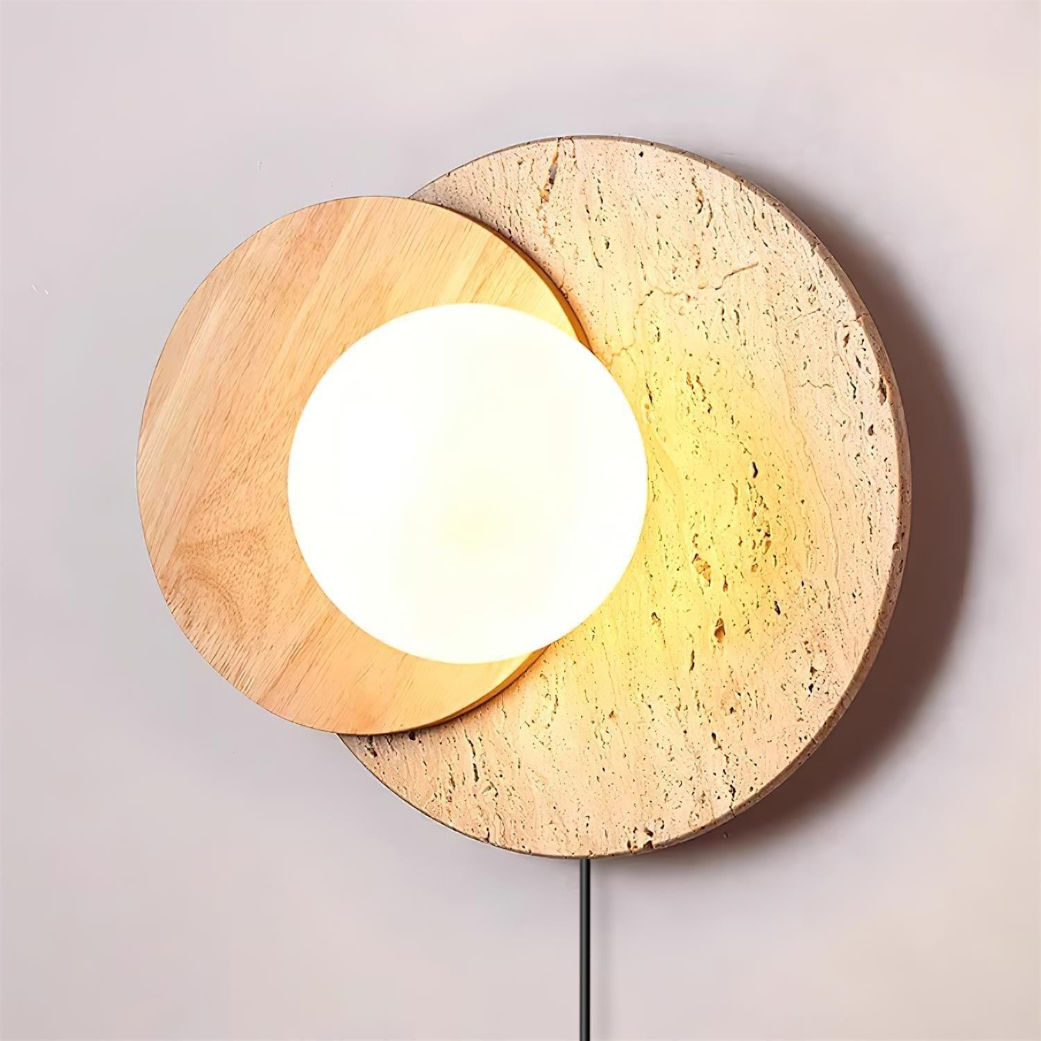Otale Overlapping-Disc Travertine Floor Lamp-Neutral Decor
