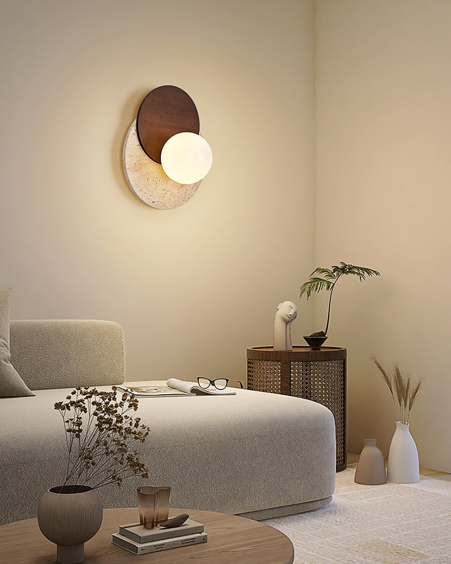 Eclipse Wall Lamp  Overlapping Travertine