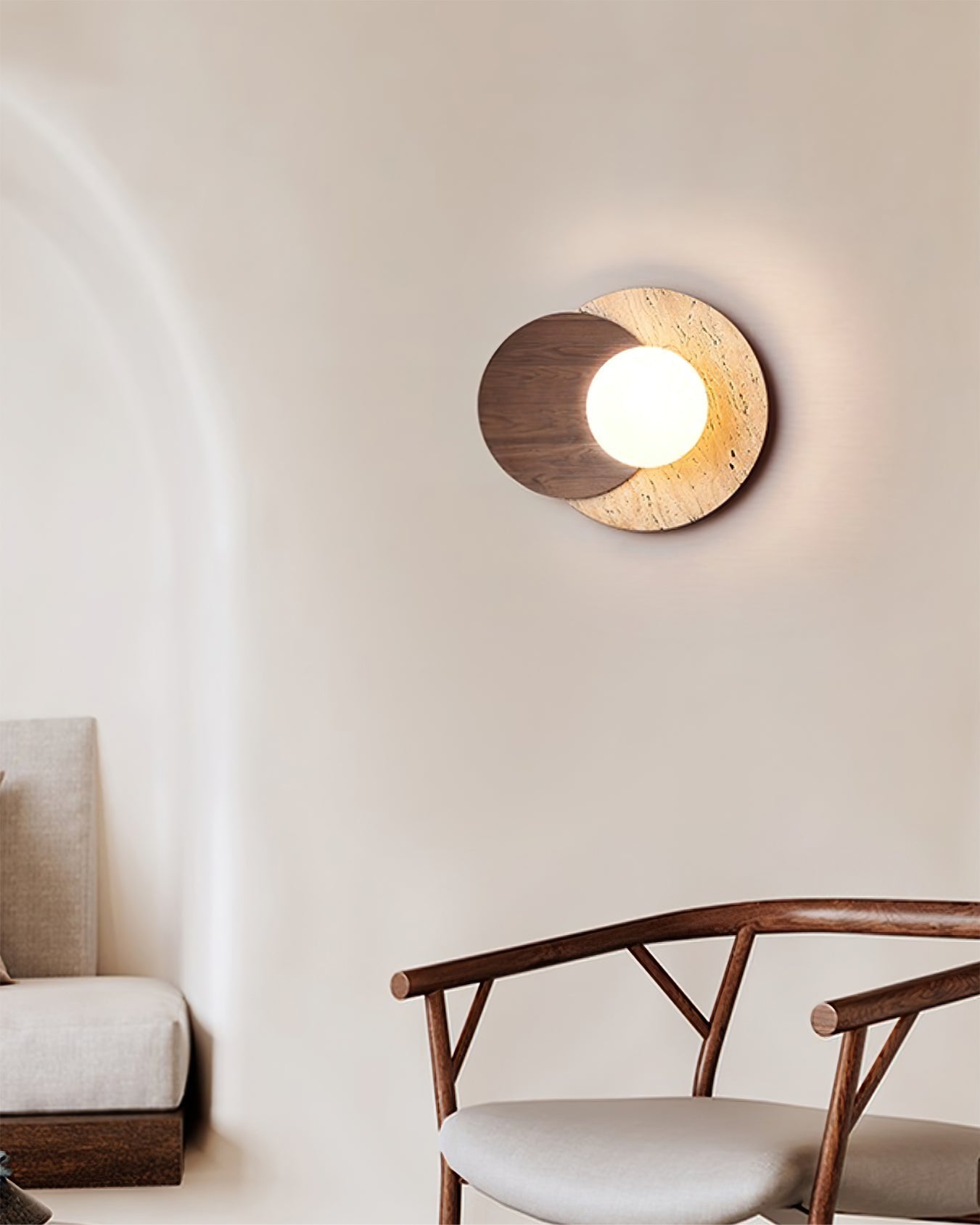 Eclipse Wall Lamp  Overlapping Travertine