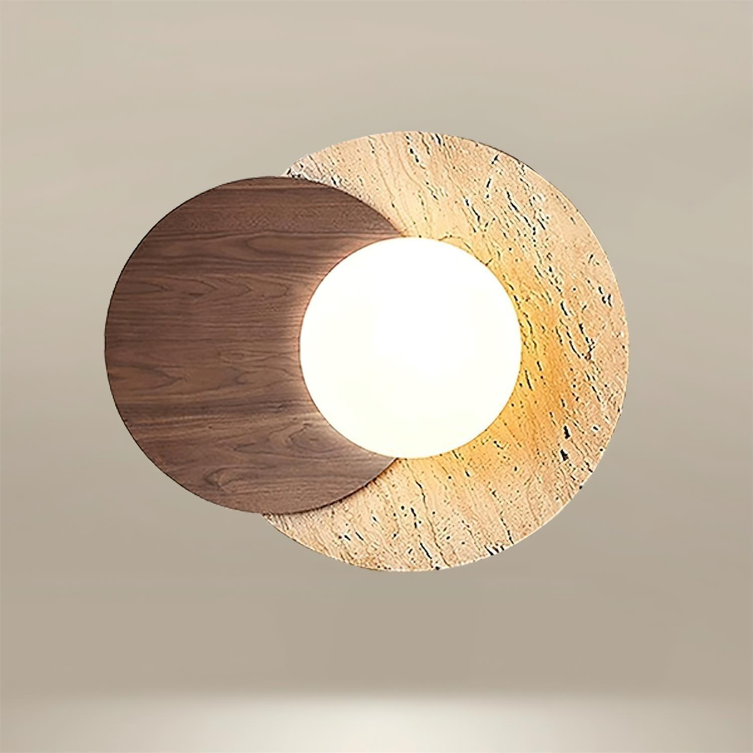 Zelirir Dual-Disc Travertine Wall Light-Neutral Decor