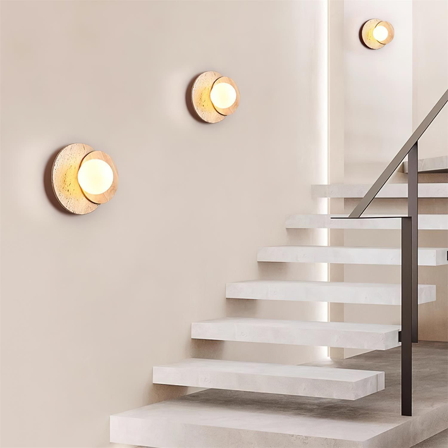 Zelirir Dual-Disc Travertine Wall Light-Neutral Decor