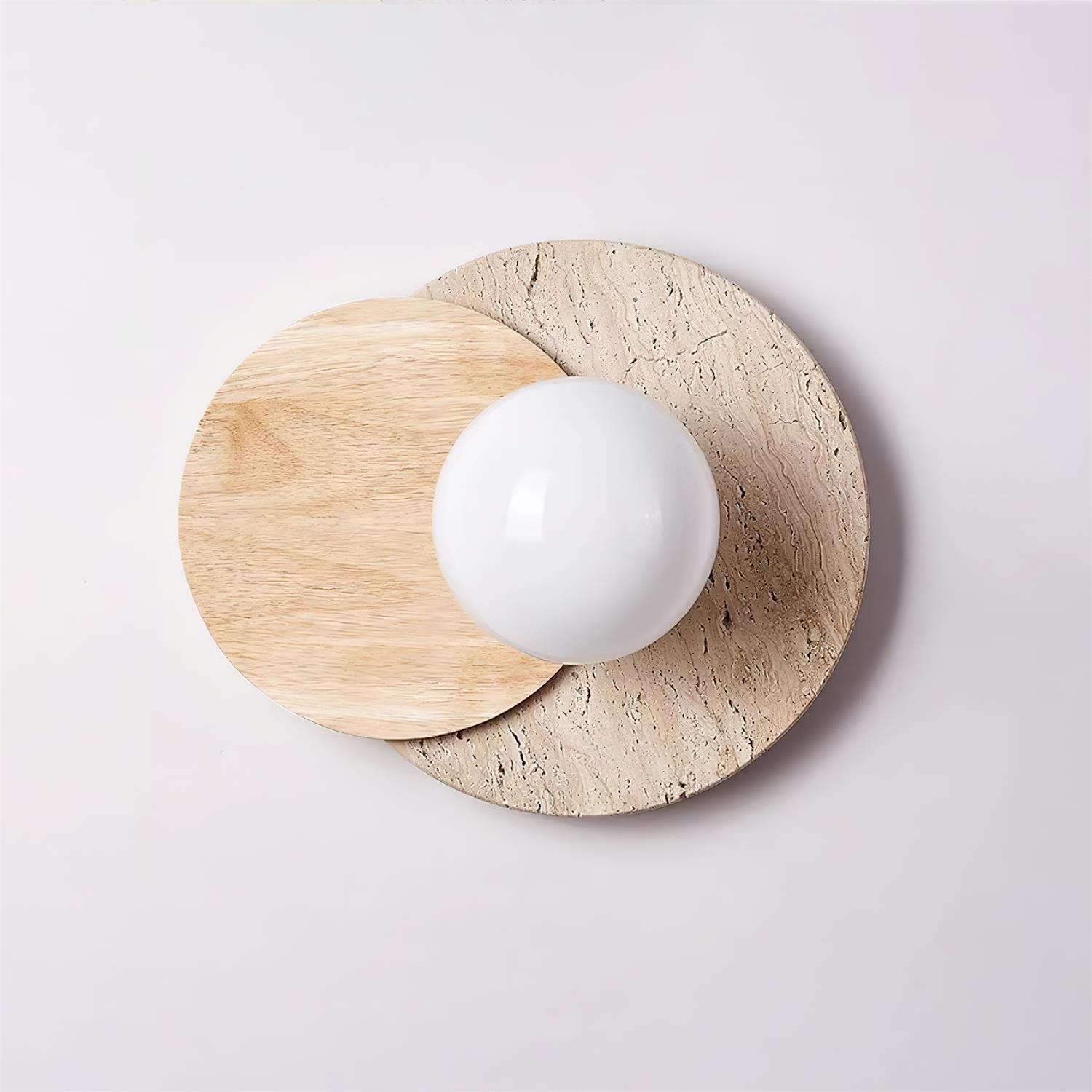 Otale Overlapping-Disc Travertine Floor Lamp-Neutral Decor