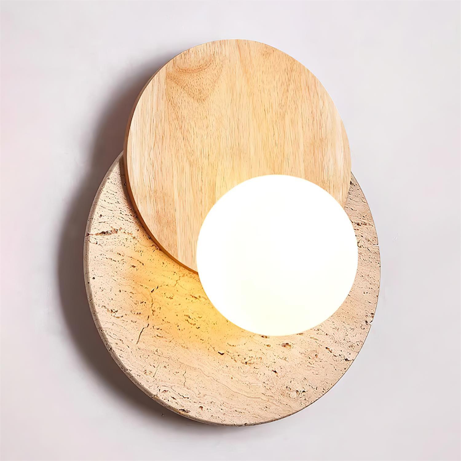 Zelirir Dual-Disc Travertine Wall Light-Neutral Decor