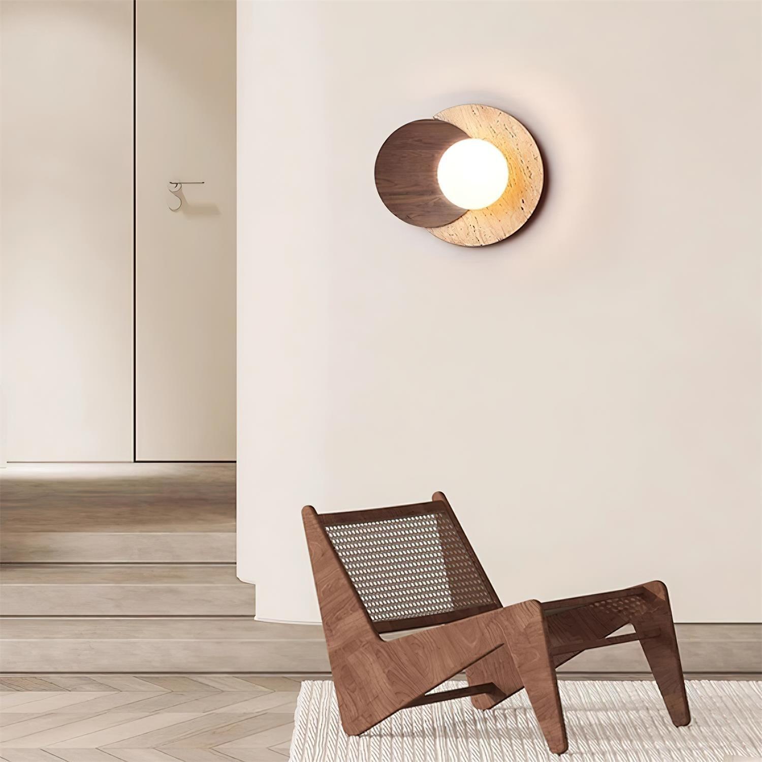 Zelirir Dual-Disc Travertine Wall Light-Neutral Decor