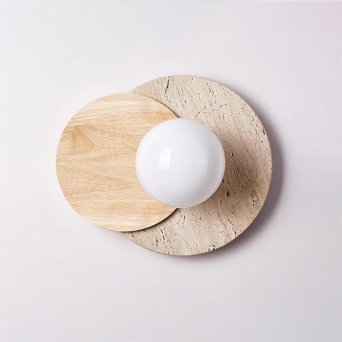 Otale Overlapping-Disc Travertine Floor Lamp-Neutral Decor