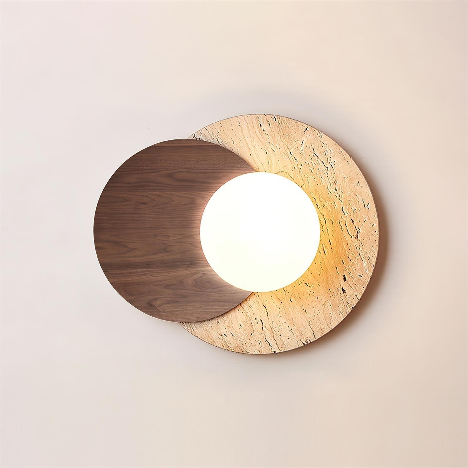 Zelirir Dual-Disc Travertine Wall Light-Neutral Decor