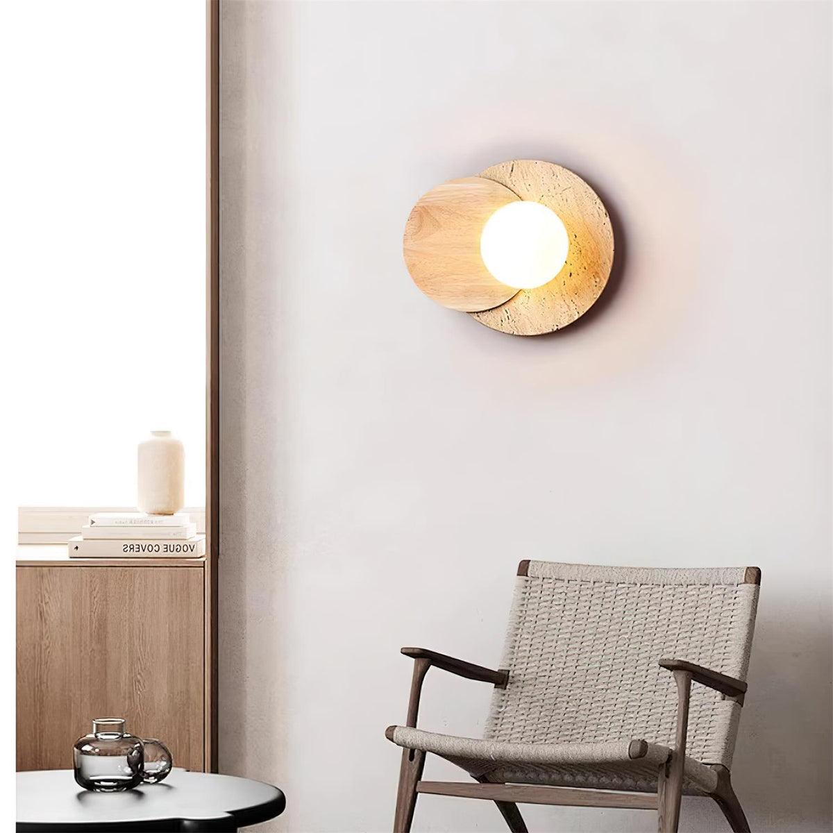 Otale Overlapping-Disc Travertine Floor Lamp-Neutral Decor
