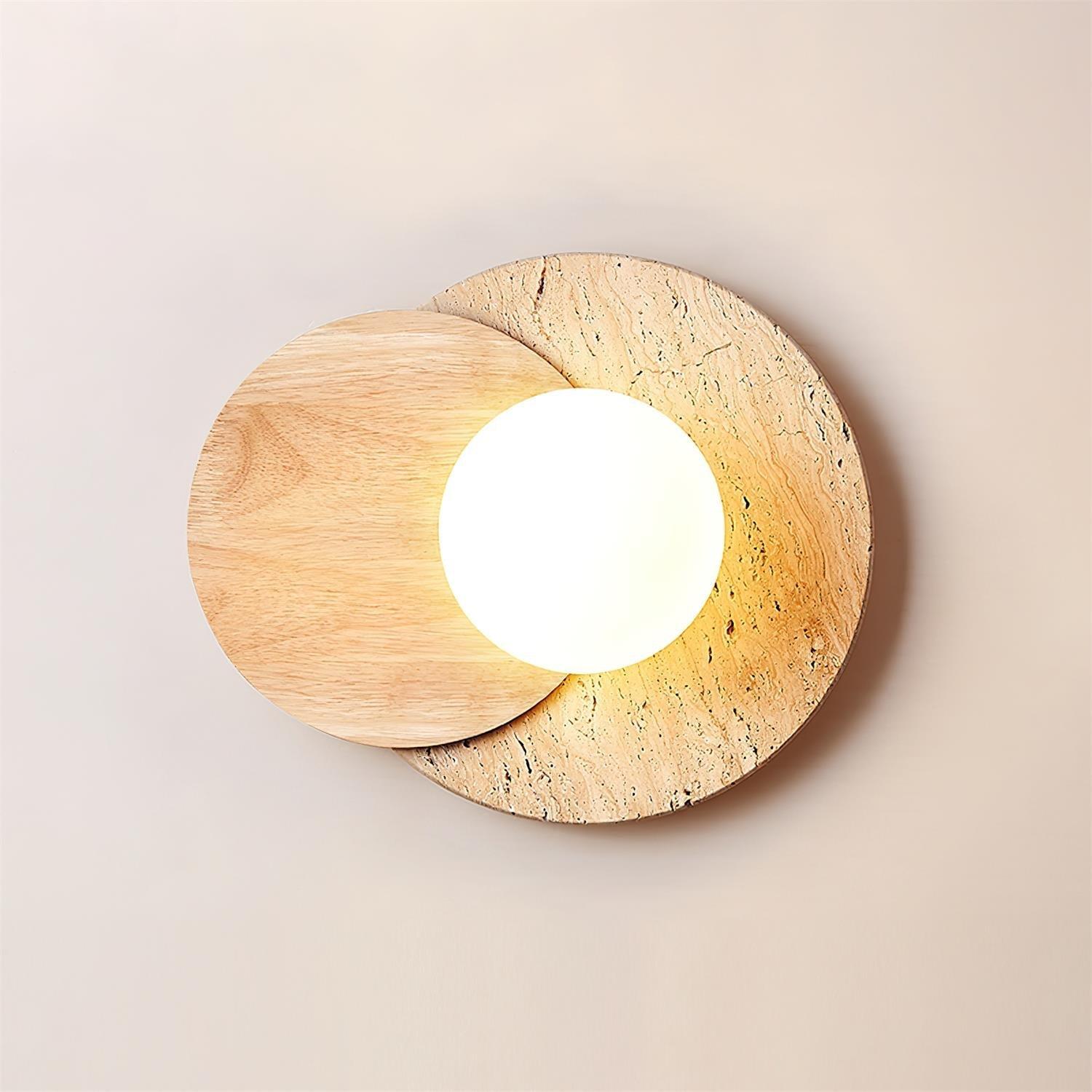 Zelirir Dual-Disc Travertine Wall Light-Neutral Decor