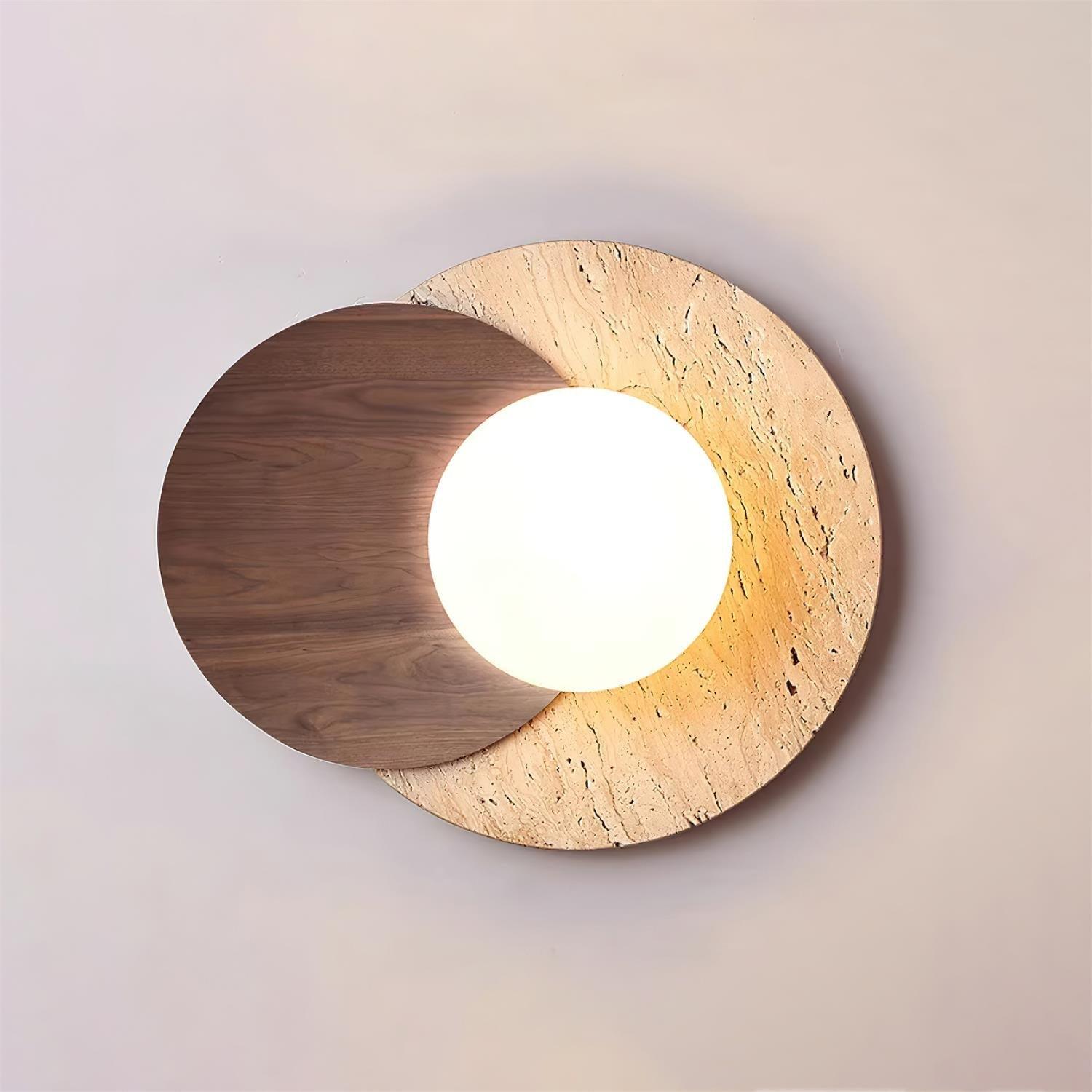 Otale Overlapping-Disc Travertine Floor Lamp-Neutral Decor