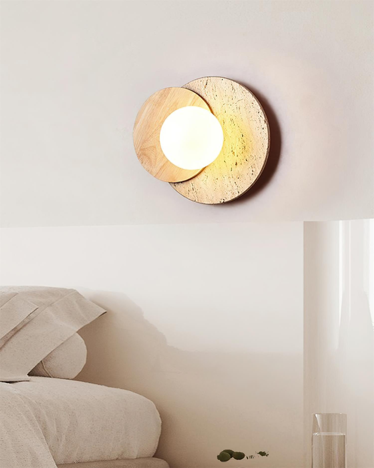 Zelirir Dual-Disc Travertine Wall Light-Neutral Decor