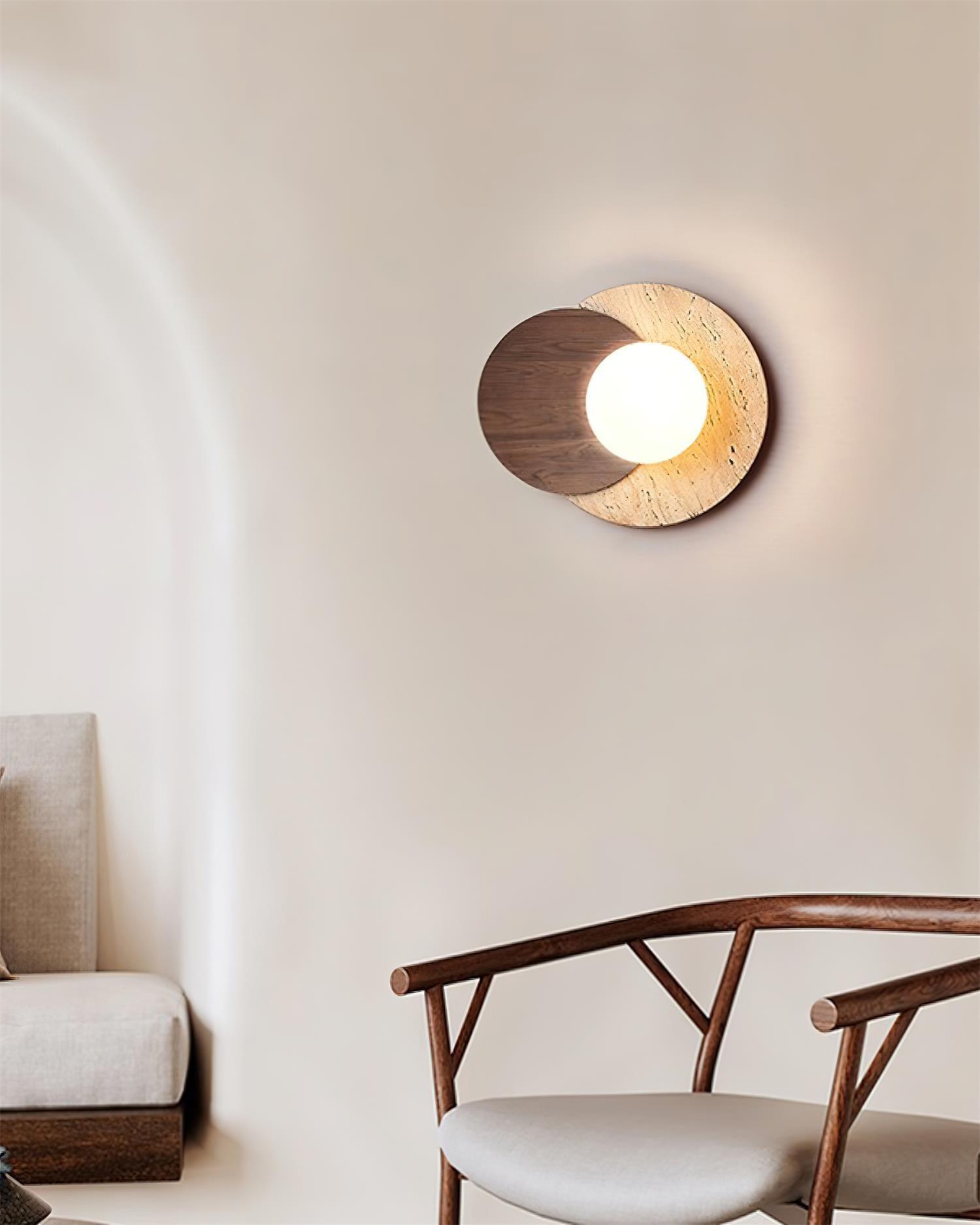 Zelirir Dual-Disc Travertine Wall Light-Neutral Decor