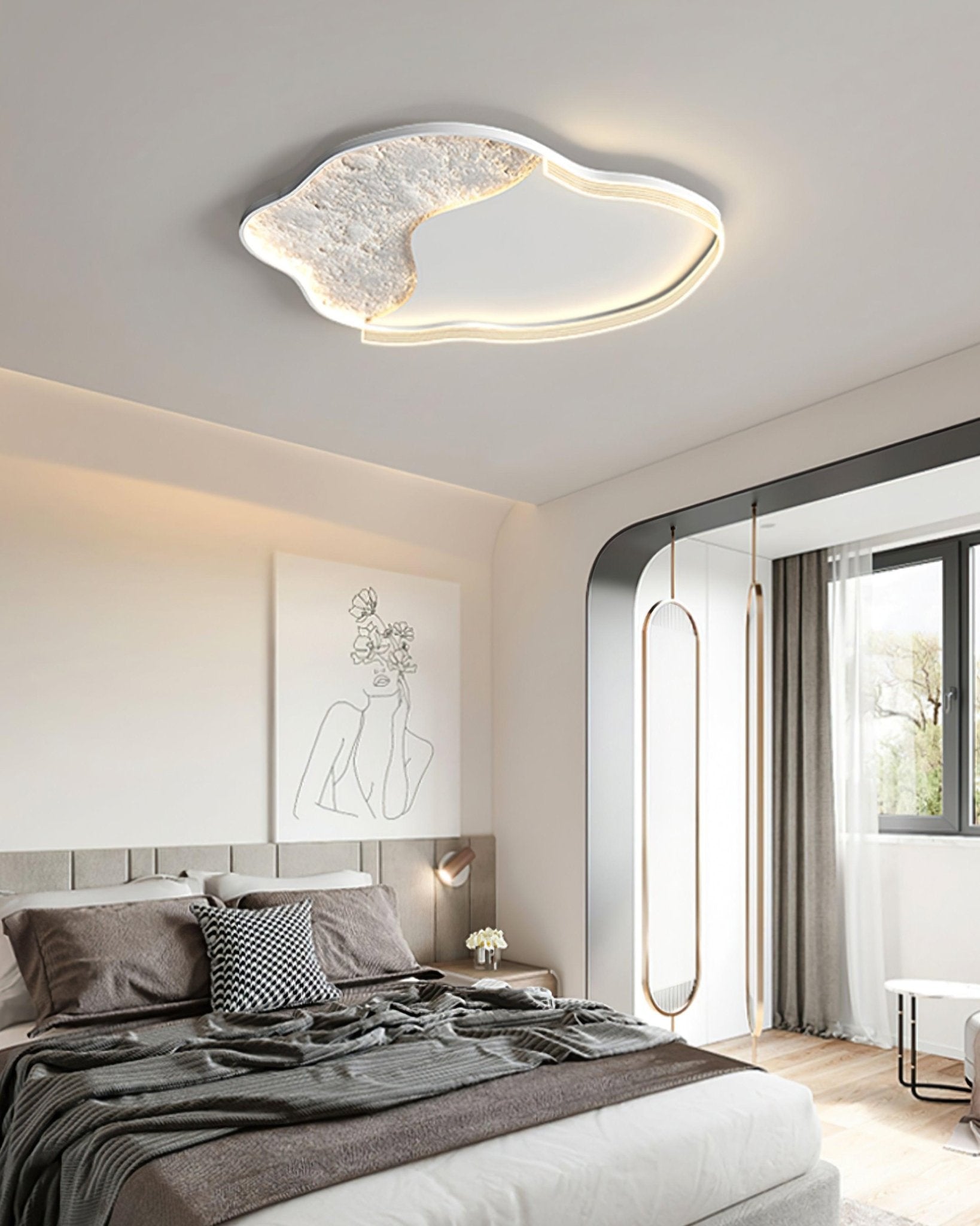 Syvine Nordic Art Lunar Led Ceiling Lamp-Neutral Decor