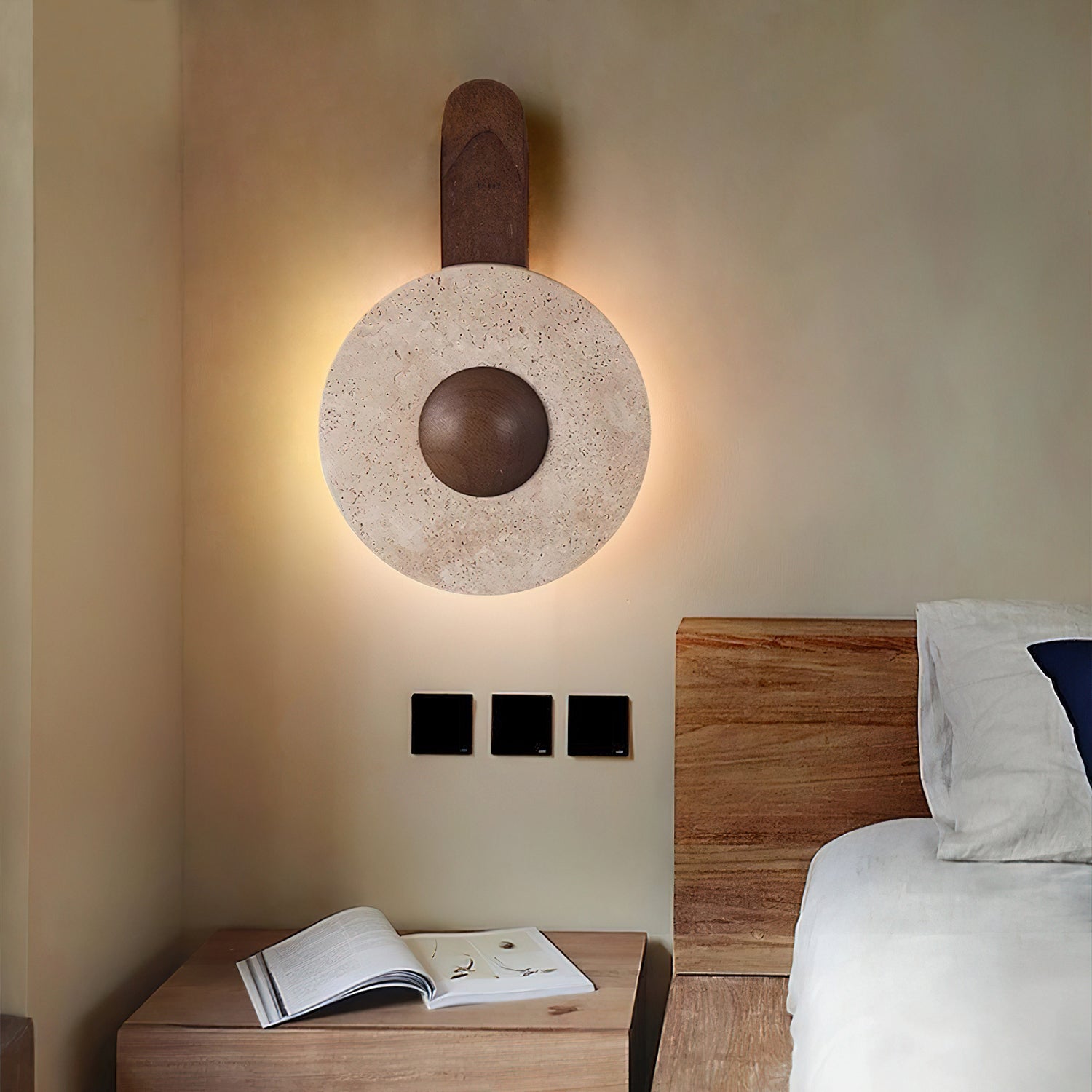 Nymarora Circular Travertine Wall Light-Neutral Decor