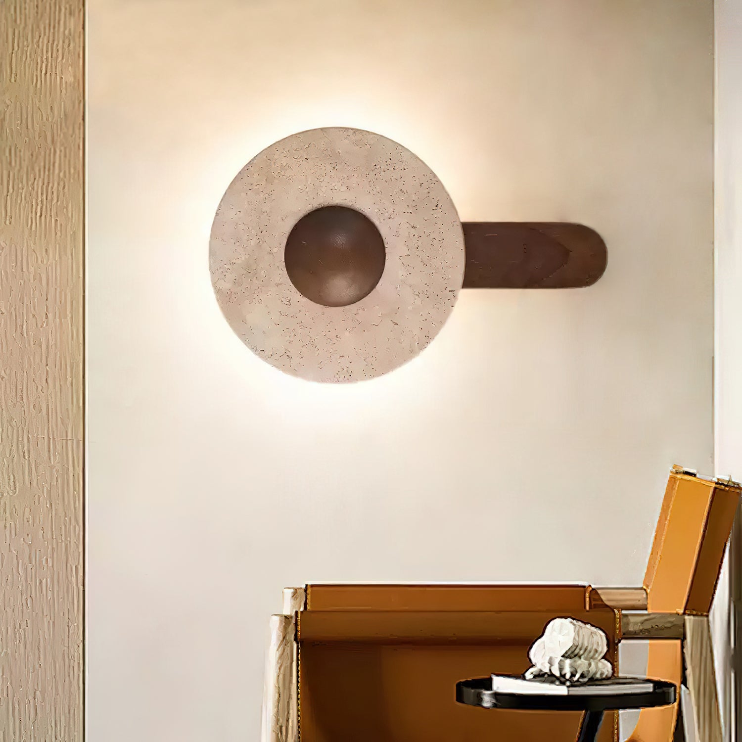 Nymarora Circular Travertine Wall Light-Neutral Decor