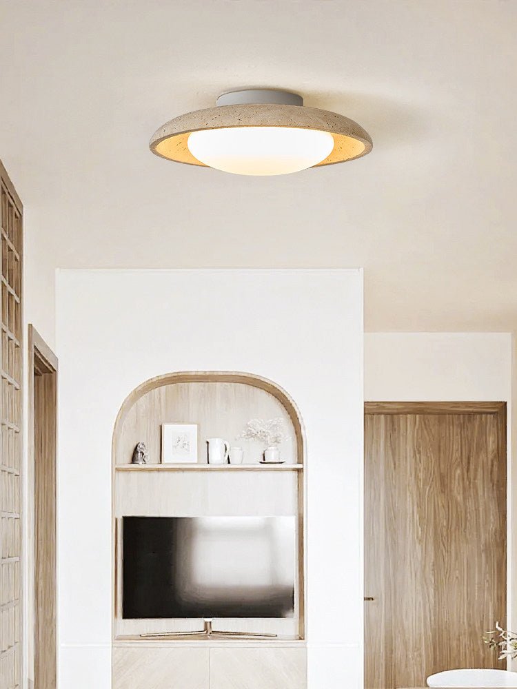 Lunara Yellow Travertine Ceiling Light-Neutral Decor