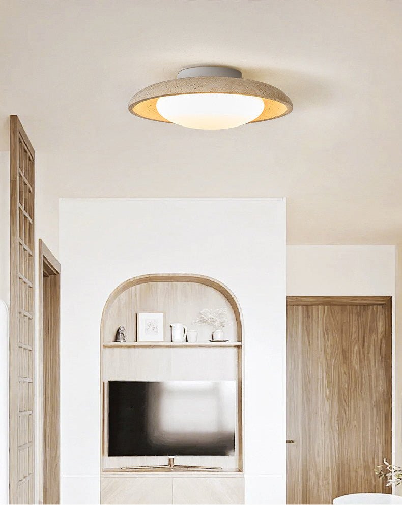 Lunara Yellow Travertine Ceiling Light-Neutral Decor